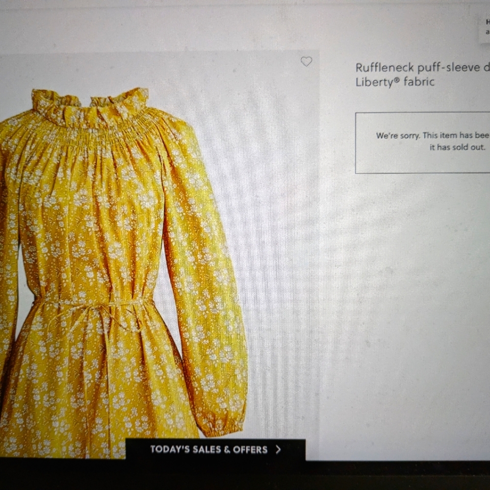 Liberty J Crew Organic yellow mustard floral dress